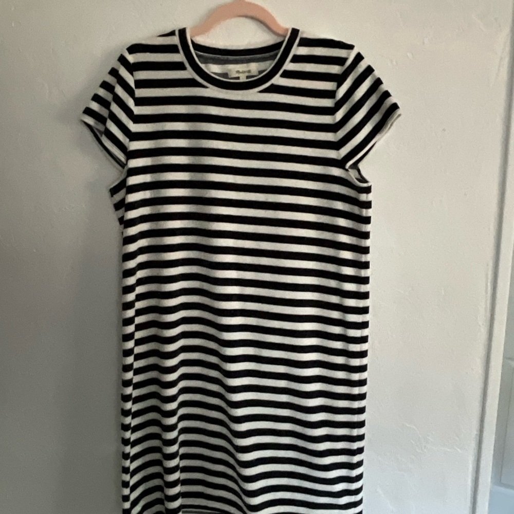 Madewell Striped Cotton Blend T-Shirt Dress Large